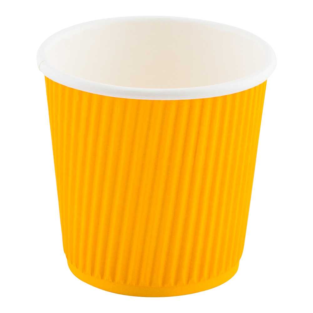 Restpresso 4 oz Yellow Paper Coffee Cup - Ripple Wall - 2 1/2" x 2 1/2" x 2 1/4" - 25 count box