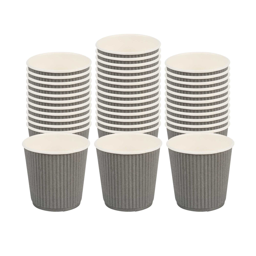 Restpresso 4 oz Gray Paper Coffee Cup - Ripple Wall - 2 1/2" x 2 1/2" x 2 1/4" - 25 count box