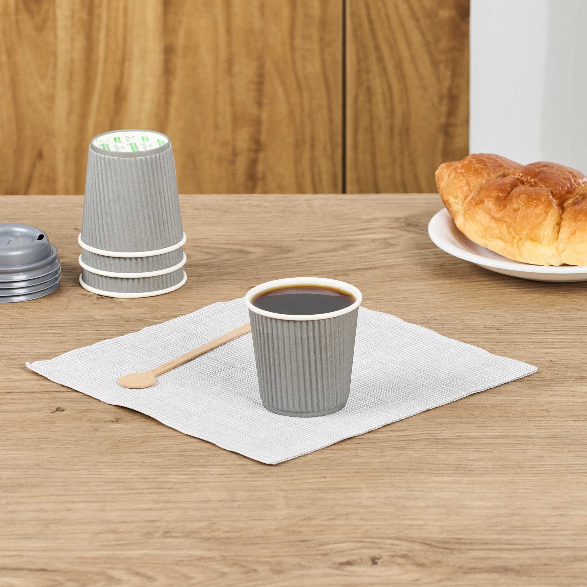 Restpresso 4 oz Gray Paper Coffee Cup - Ripple Wall - 2 1/2" x 2 1/2" x 2 1/4" - 25 count box