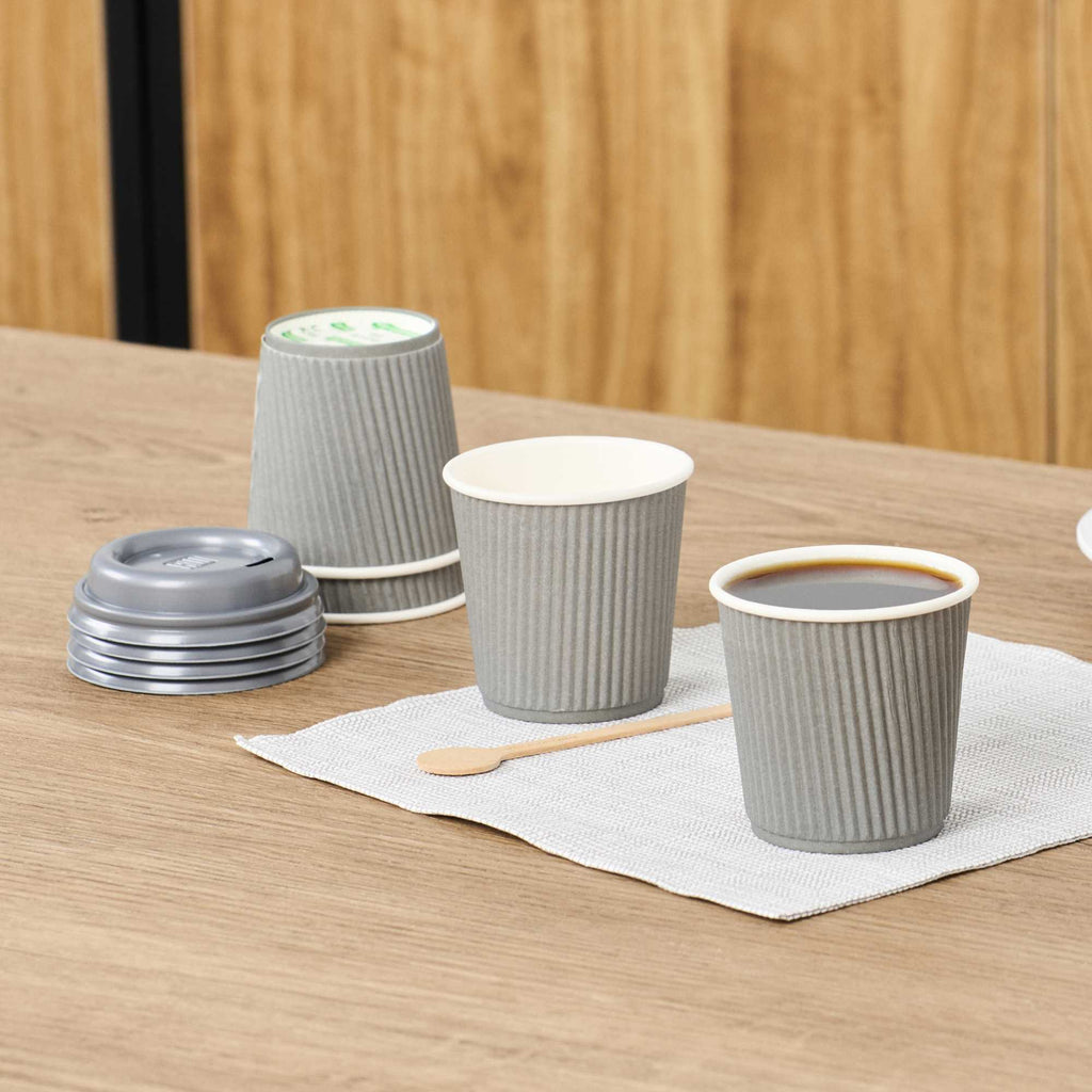 Restpresso 4 oz Gray Paper Coffee Cup - Ripple Wall - 2 1/2" x 2 1/2" x 2 1/4" - 500 count box