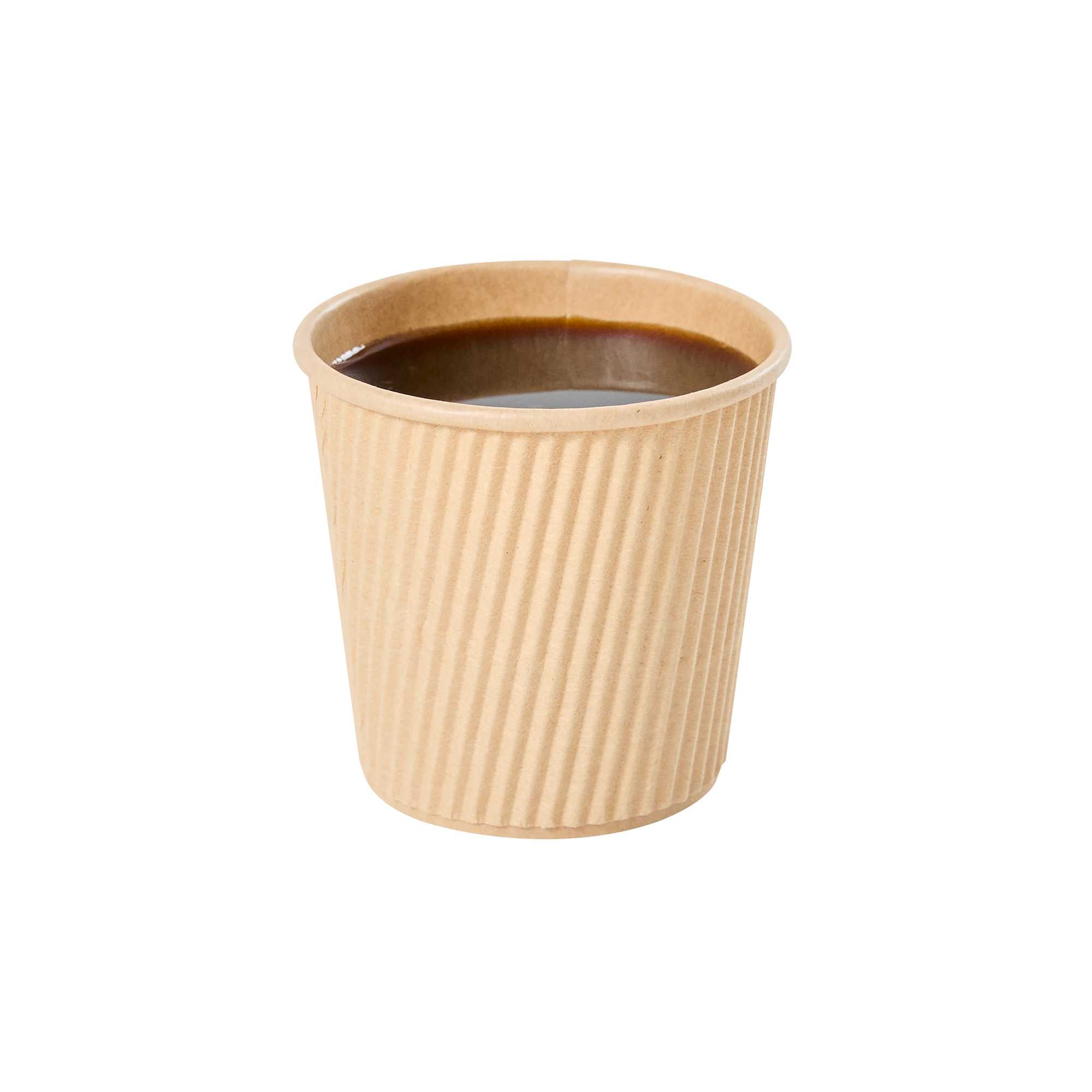 Restpresso 4 oz Kraft Paper Coffee Cup - Ripple Wall - 2 1/2" x 2 1/2" x 2 1/4" - 500 count box