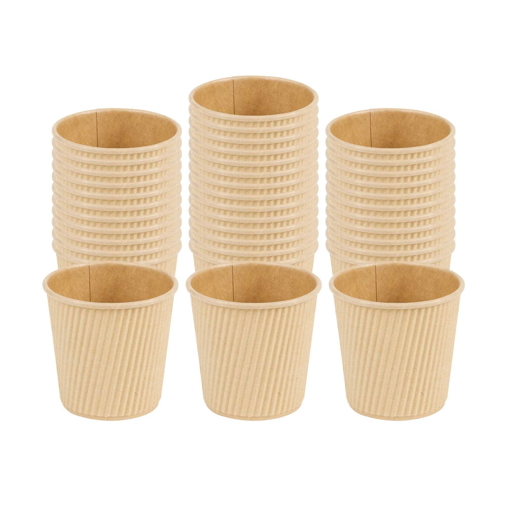 Restpresso 4 oz Kraft Paper Coffee Cup - Ripple Wall - 2 1/2" x 2 1/2" x 2 1/4" - 500 count box