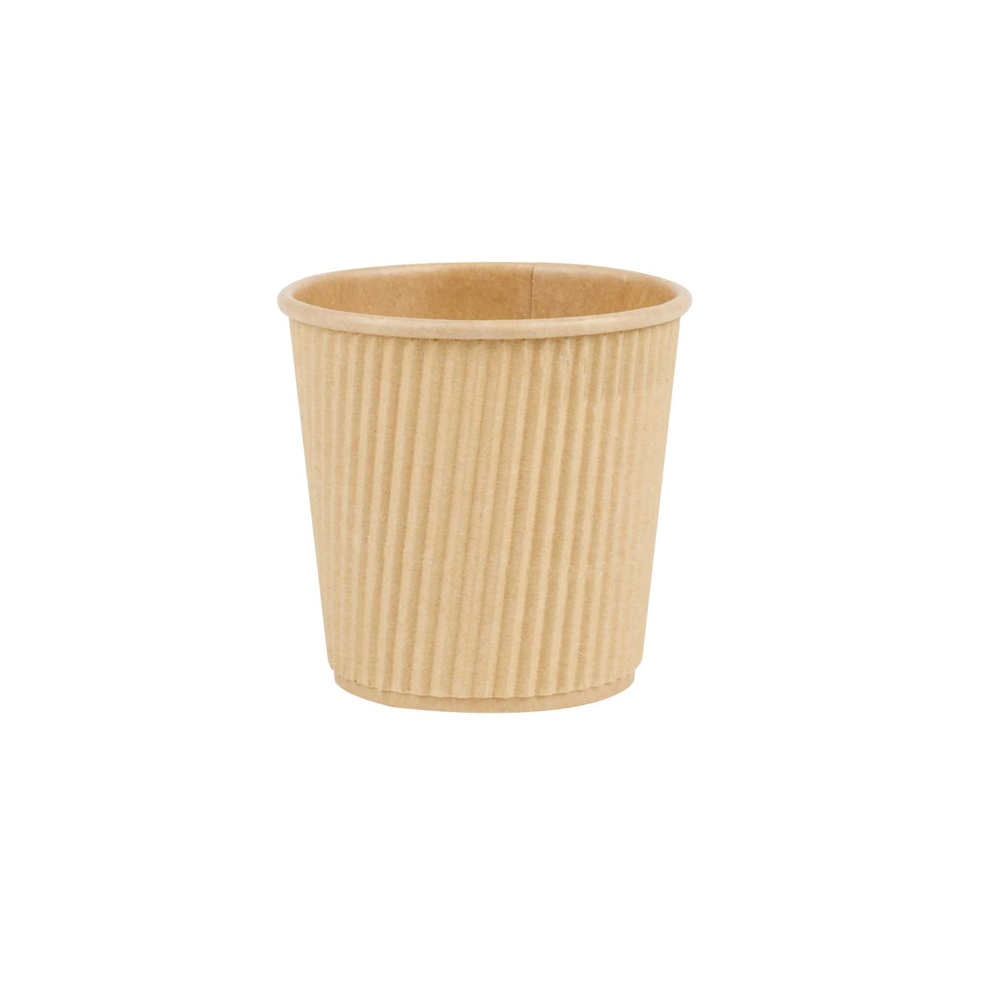 Restpresso 4 oz Kraft Paper Coffee Cup - Ripple Wall - 2 1/2" x 2 1/2" x 2 1/4" - 500 count box