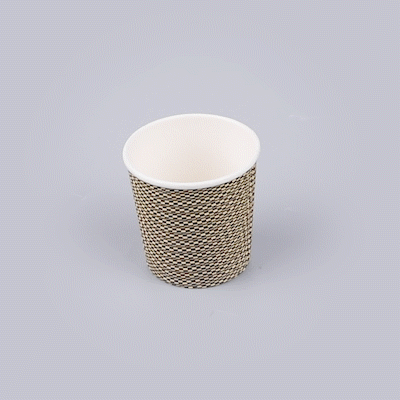 Restpresso 4 oz Mocha Pin Check Paper Coffee Cup - Spiral Wall - 2 1/2" x 2 1/2" x 2 1/4" - 500 count box