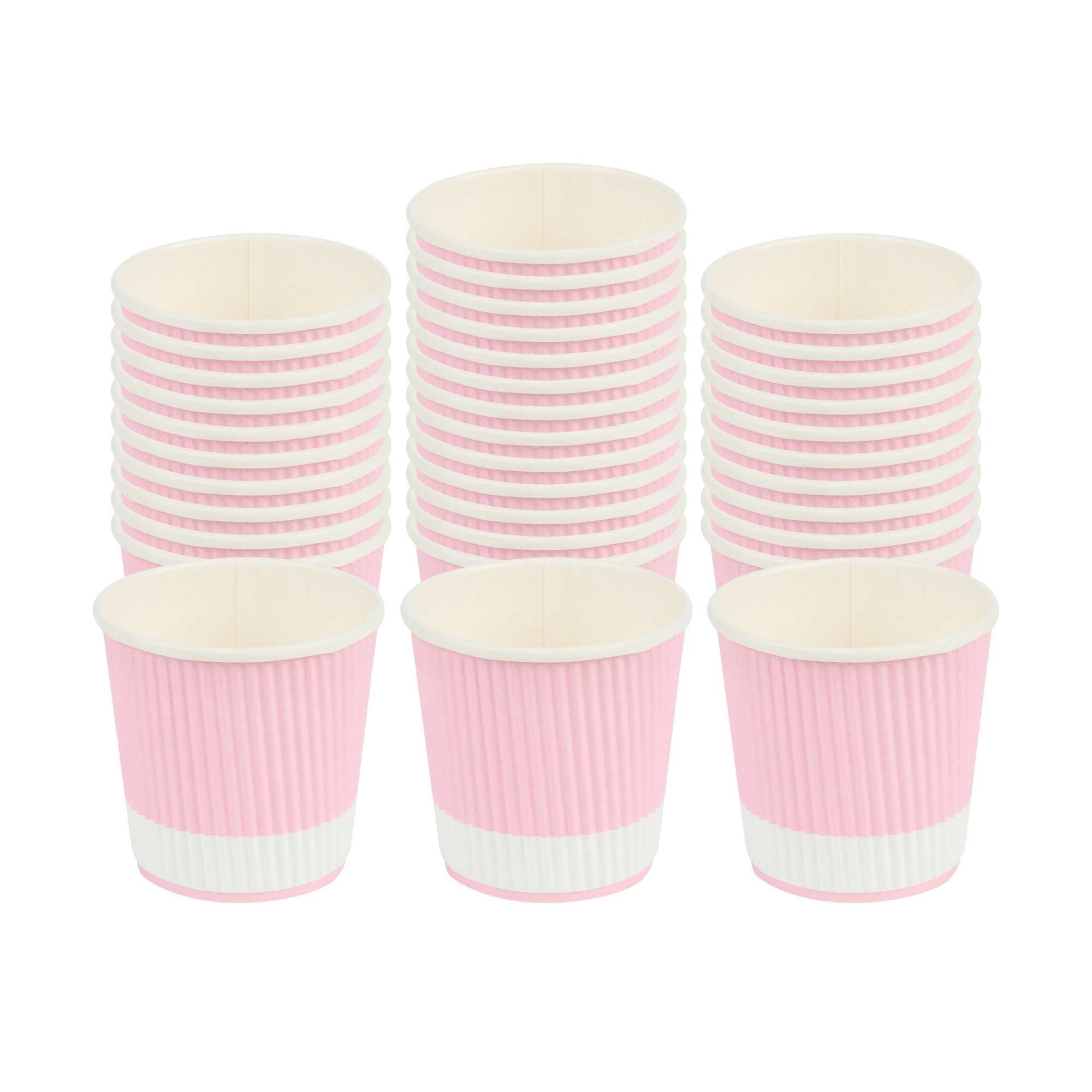 Restpresso 4 oz Light Pink Paper Coffee Cup - Ripple Wall - 2 1/2" x 2 1/2" x 2 1/4" - 25 count box
