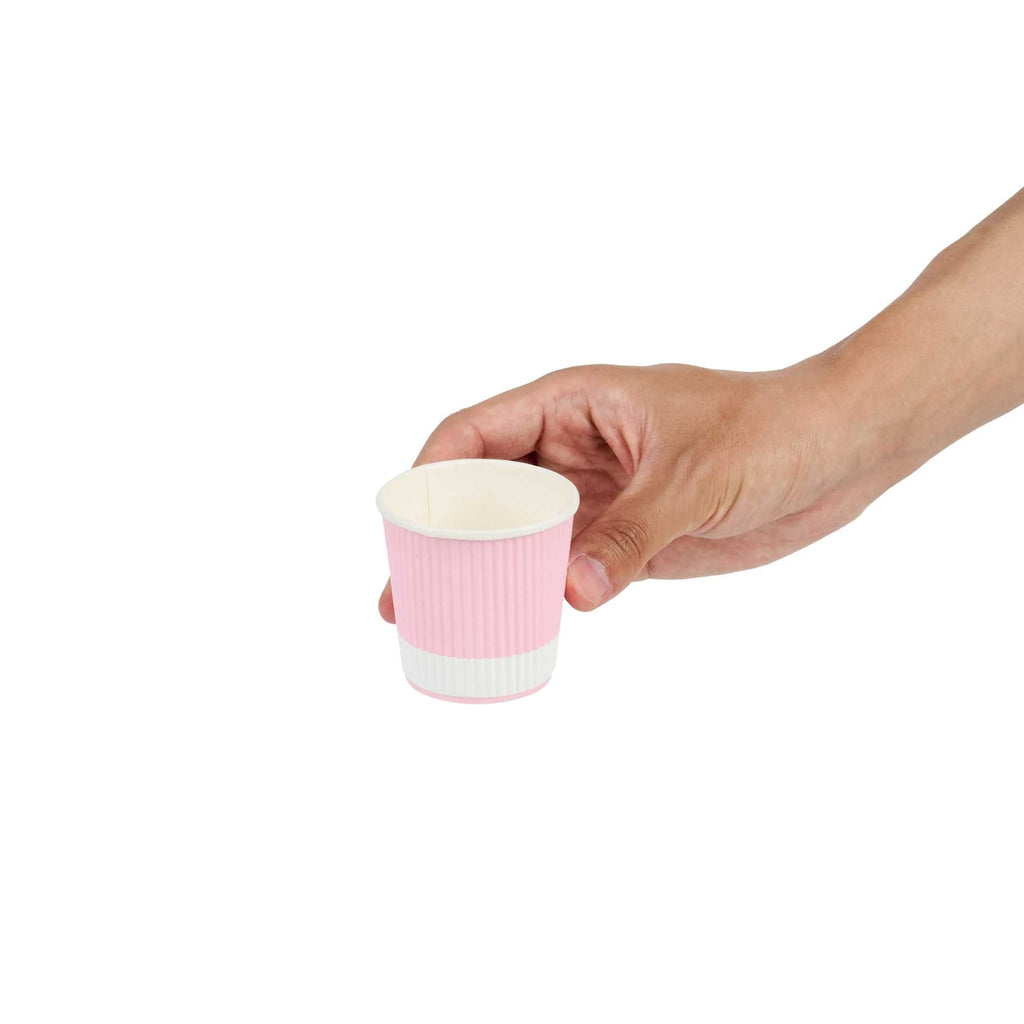 Restpresso 4 oz Light Pink Paper Coffee Cup - Ripple Wall - 2 1/2" x 2 1/2" x 2 1/4" - 25 count box