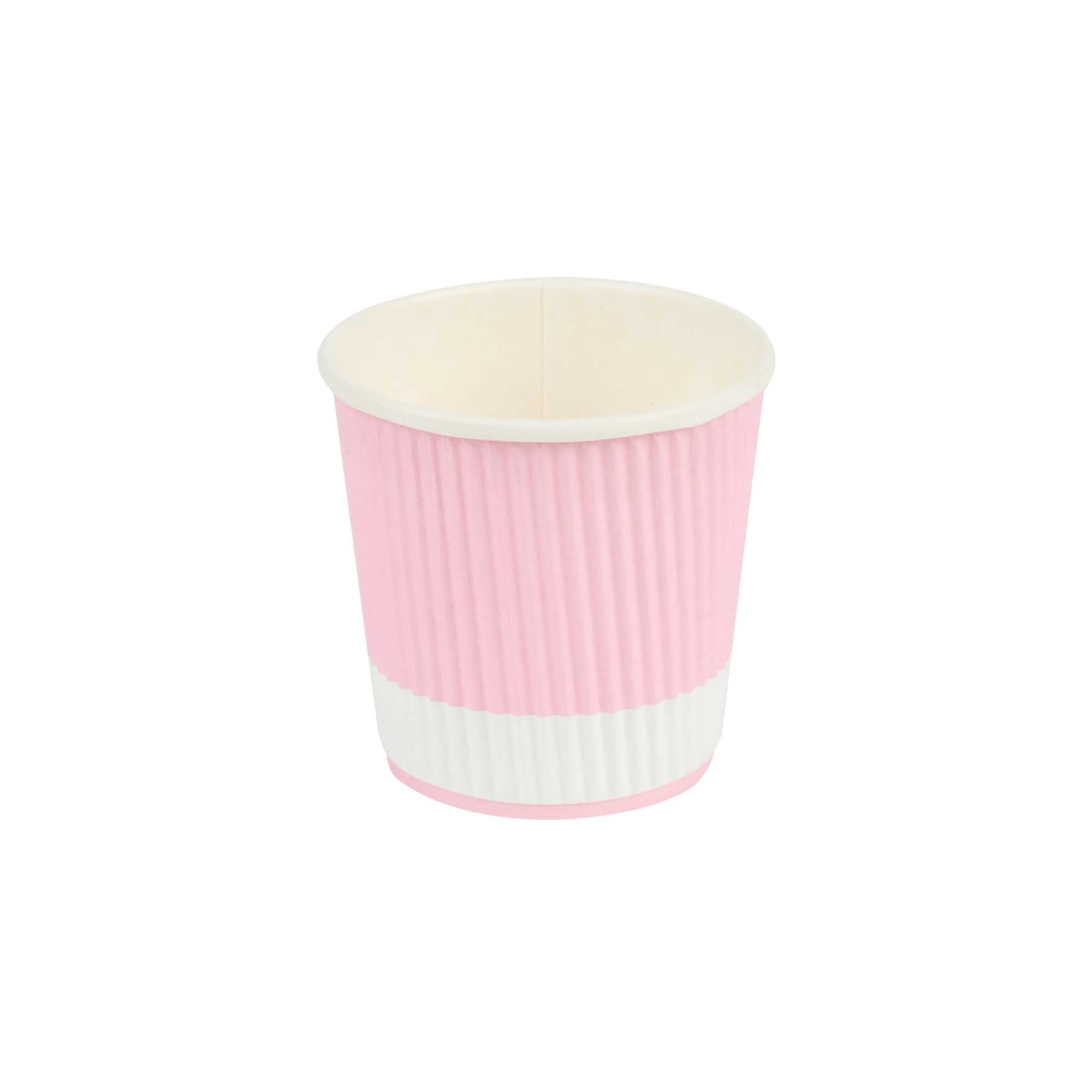 Restpresso 4 oz Light Pink Paper Coffee Cup - Ripple Wall - 2 1/2" x 2 1/2" x 2 1/4" - 25 count box