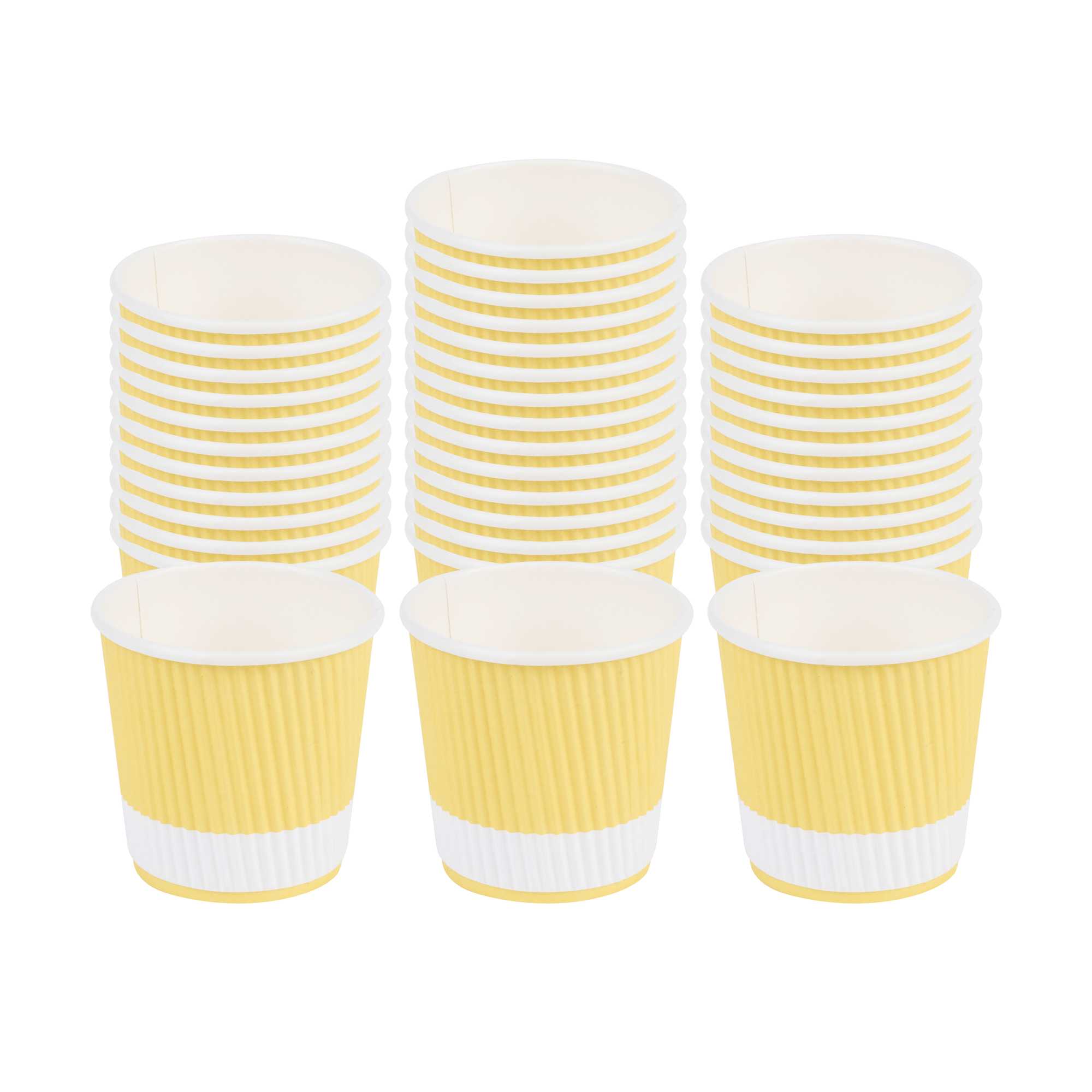 Restpresso 4 oz Light Yellow Paper Coffee Cup - Ripple Wall - 2 1/2" x 2 1/2" x 2 1/4" - 500 count box