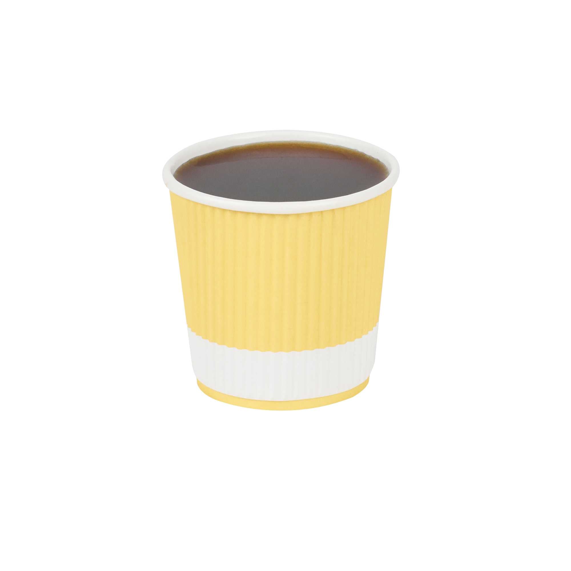 Restpresso 4 oz Light Yellow Paper Coffee Cup - Ripple Wall - 2 1/2" x 2 1/2" x 2 1/4" - 25 count box