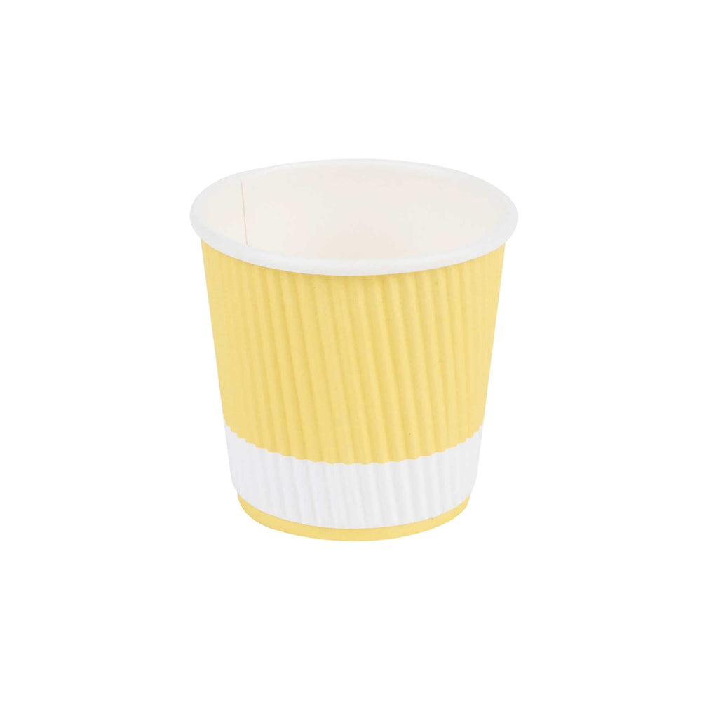 Restpresso 4 oz Light Yellow Paper Coffee Cup - Ripple Wall - 2 1/2" x 2 1/2" x 2 1/4" - 25 count box