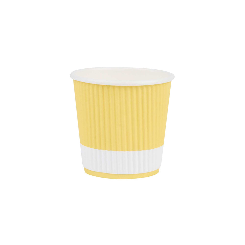 Restpresso 4 oz Light Yellow Paper Coffee Cup - Ripple Wall - 2 1/2" x 2 1/2" x 2 1/4" - 25 count box