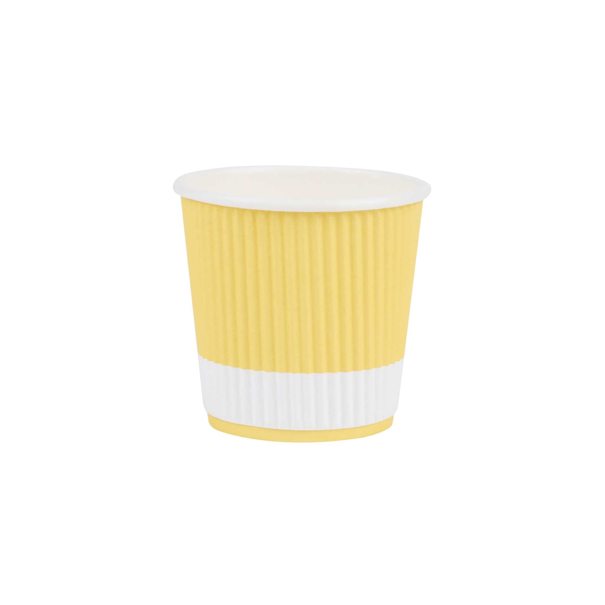 Restpresso 4 oz Light Yellow Paper Coffee Cup - Ripple Wall - 2 1/2" x 2 1/2" x 2 1/4" - 25 count box