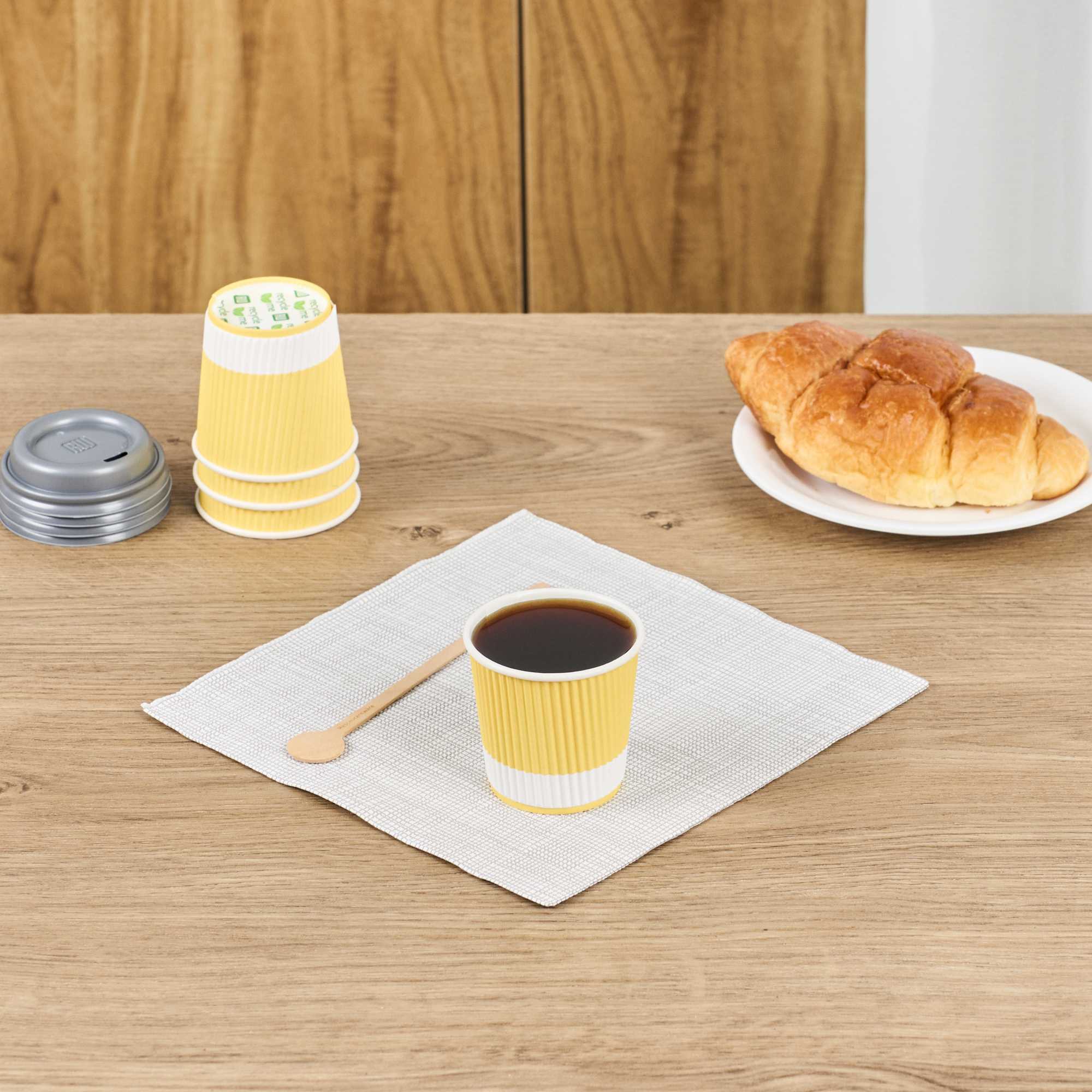 Restpresso 4 oz Light Yellow Paper Coffee Cup - Ripple Wall - 2 1/2" x 2 1/2" x 2 1/4" - 500 count box