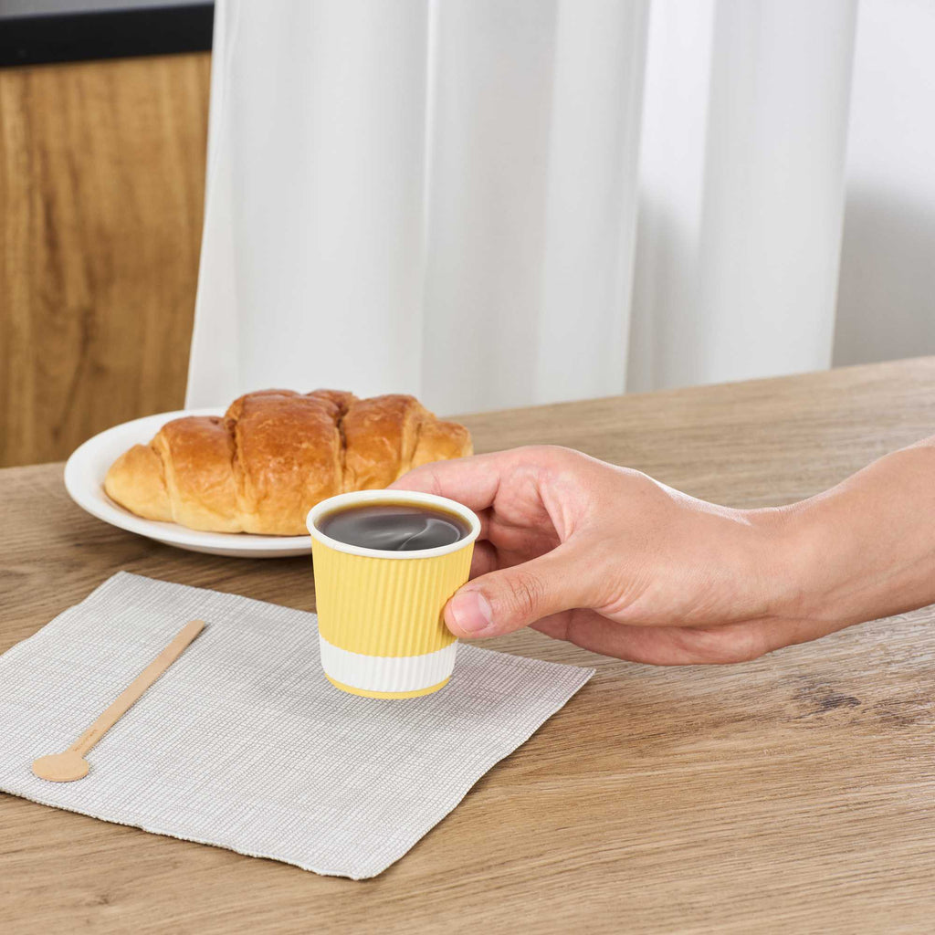 Restpresso 4 oz Light Yellow Paper Coffee Cup - Ripple Wall - 2 1/2" x 2 1/2" x 2 1/4" - 500 count box