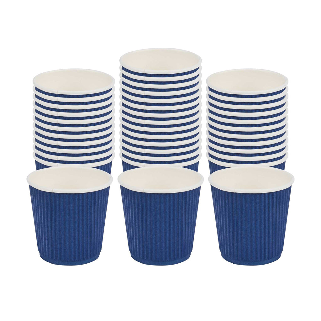 Restpresso 4 oz Midnight Blue Paper Coffee Cup - Ripple Wall - 2 1/2" x 2 1/2" x 2 1/4" - 25 count box