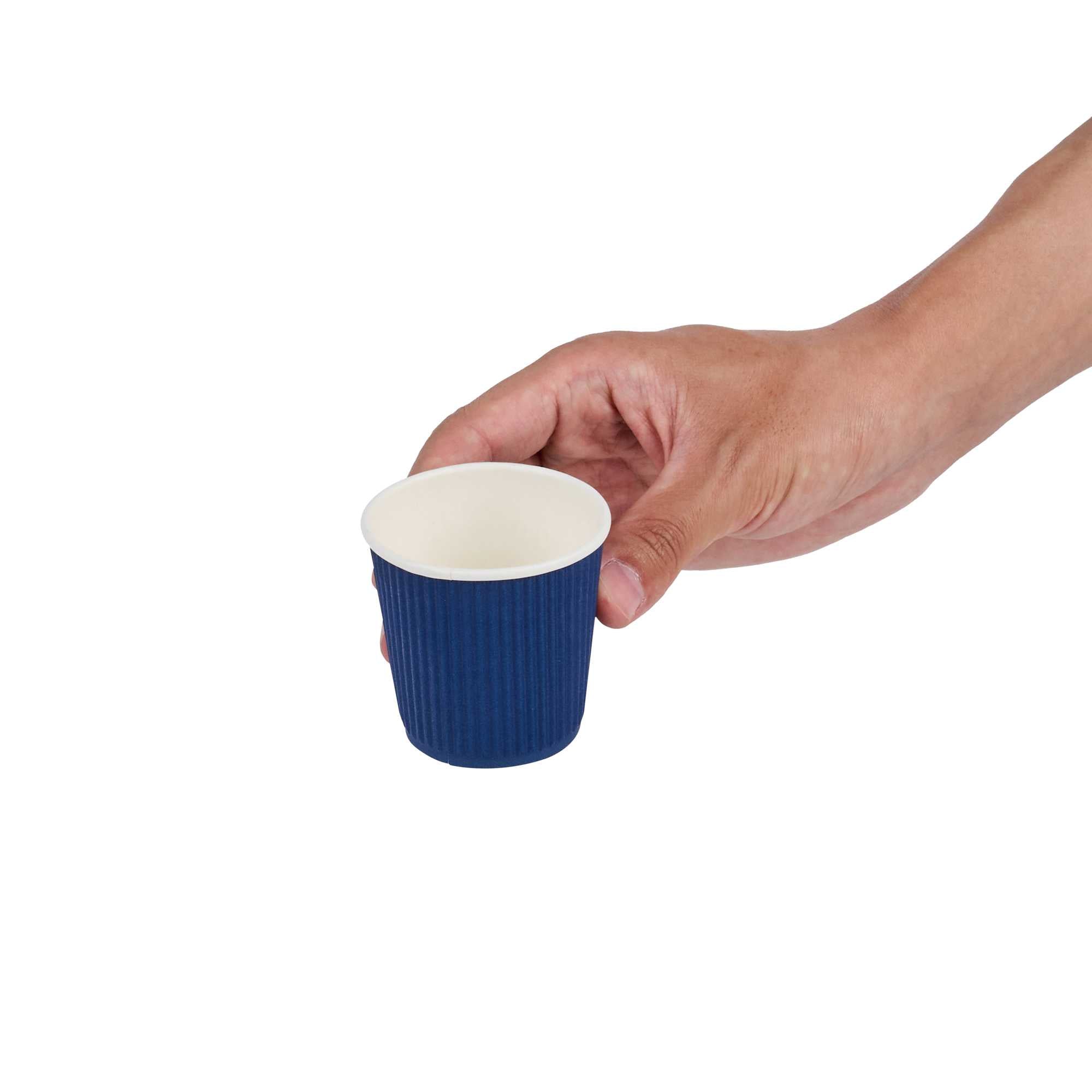 Restpresso 4 oz Midnight Blue Paper Coffee Cup - Ripple Wall - 2 1/2" x 2 1/2" x 2 1/4" - 25 count box