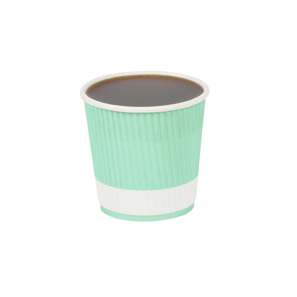 Restpresso 4 oz Light Green Paper Coffee Cup - Ripple Wall - 2 1/2" x 2 1/2" x 2 1/4" - 25 count box