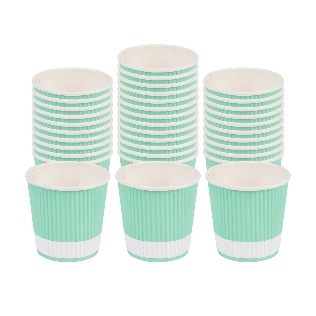 Restpresso 4 oz Light Green Paper Coffee Cup - Ripple Wall - 2 1/2" x 2 1/2" x 2 1/4" - 25 count box