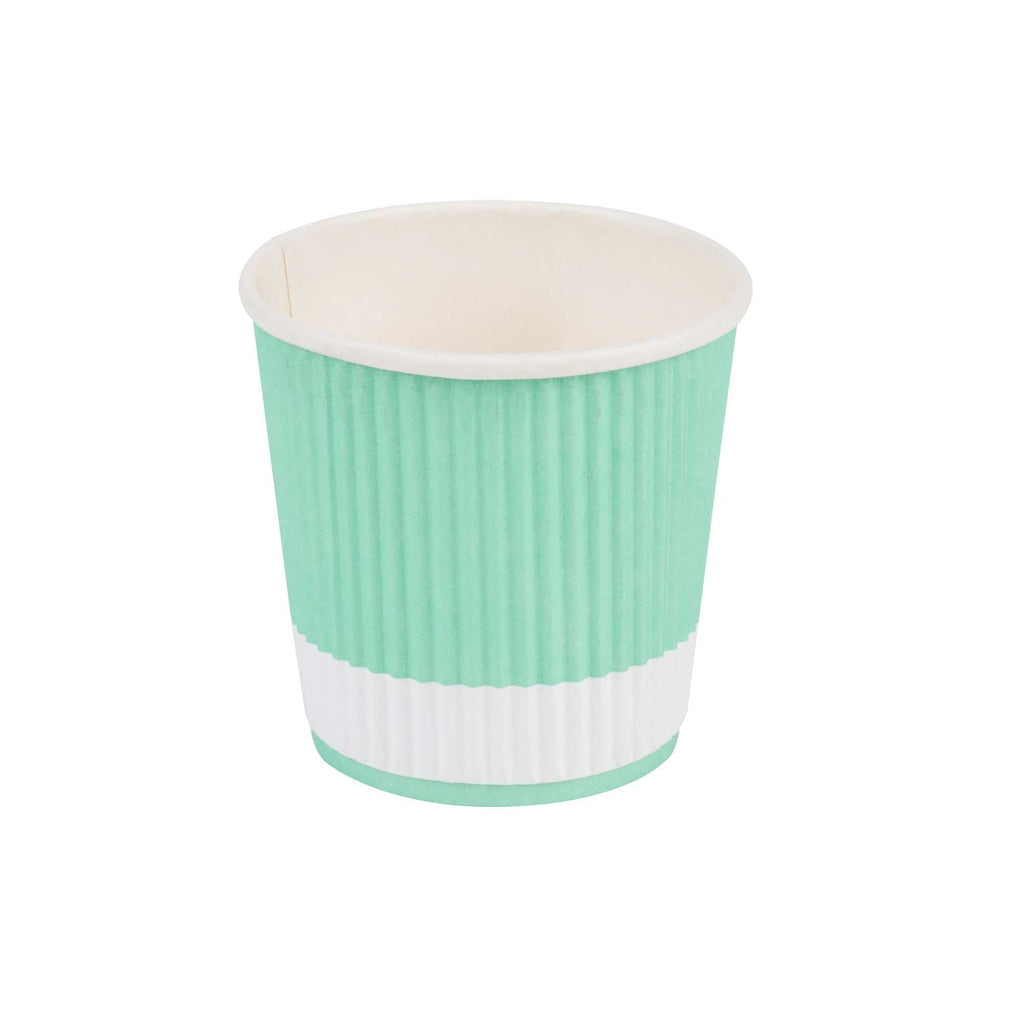 Restpresso 4 oz Light Green Paper Coffee Cup - Ripple Wall - 2 1/2" x 2 1/2" x 2 1/4" - 25 count box