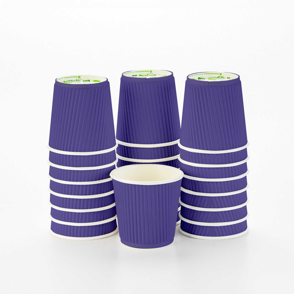 Restpresso 4 oz Royal Purple Paper Coffee Cup - Ripple Wall - 2 1/2" x 2 1/2" x 2 1/4" - 25 count box