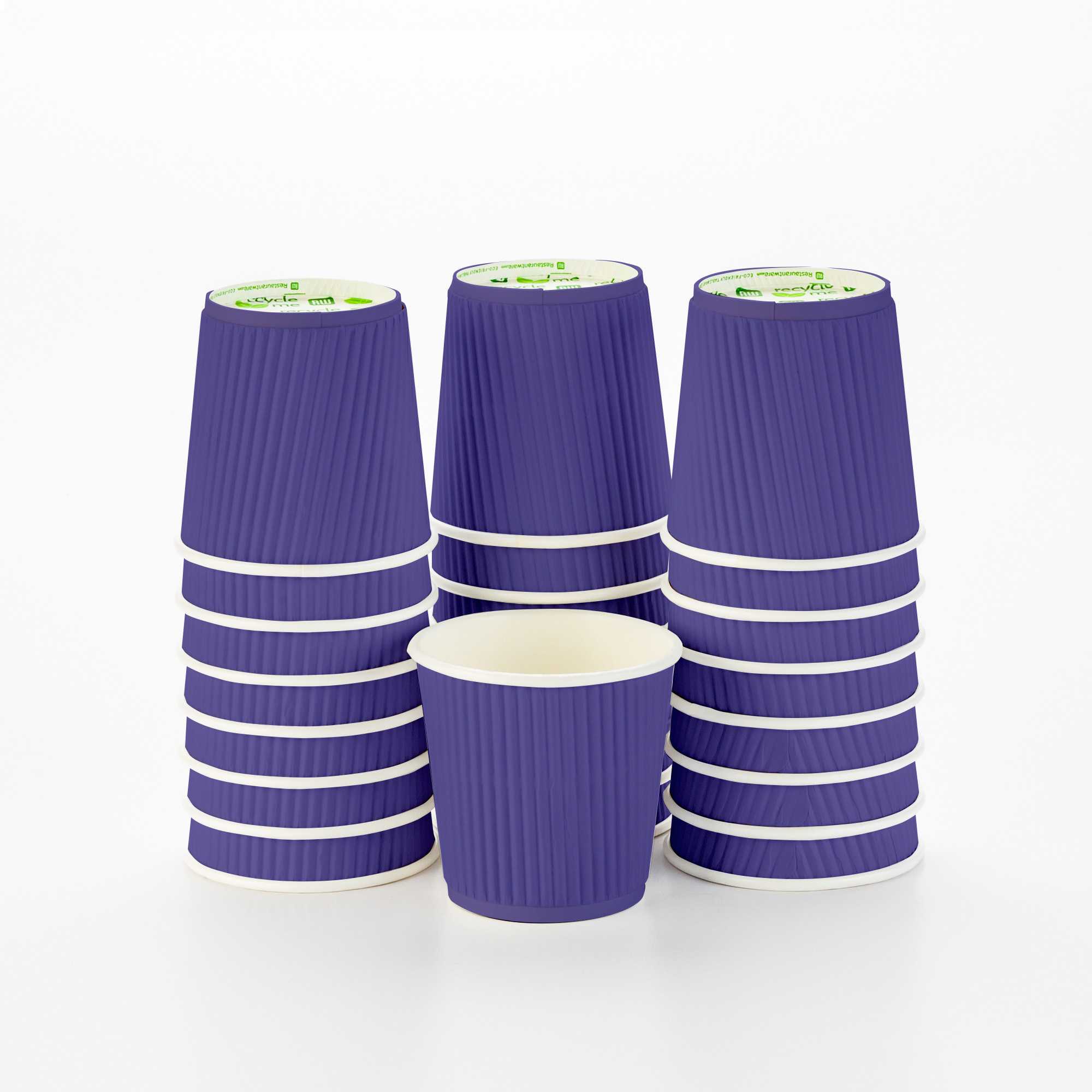 Restpresso 4 oz Royal Purple Paper Coffee Cup - Ripple Wall - 2 1/2" x 2 1/2" x 2 1/4" - 25 count box