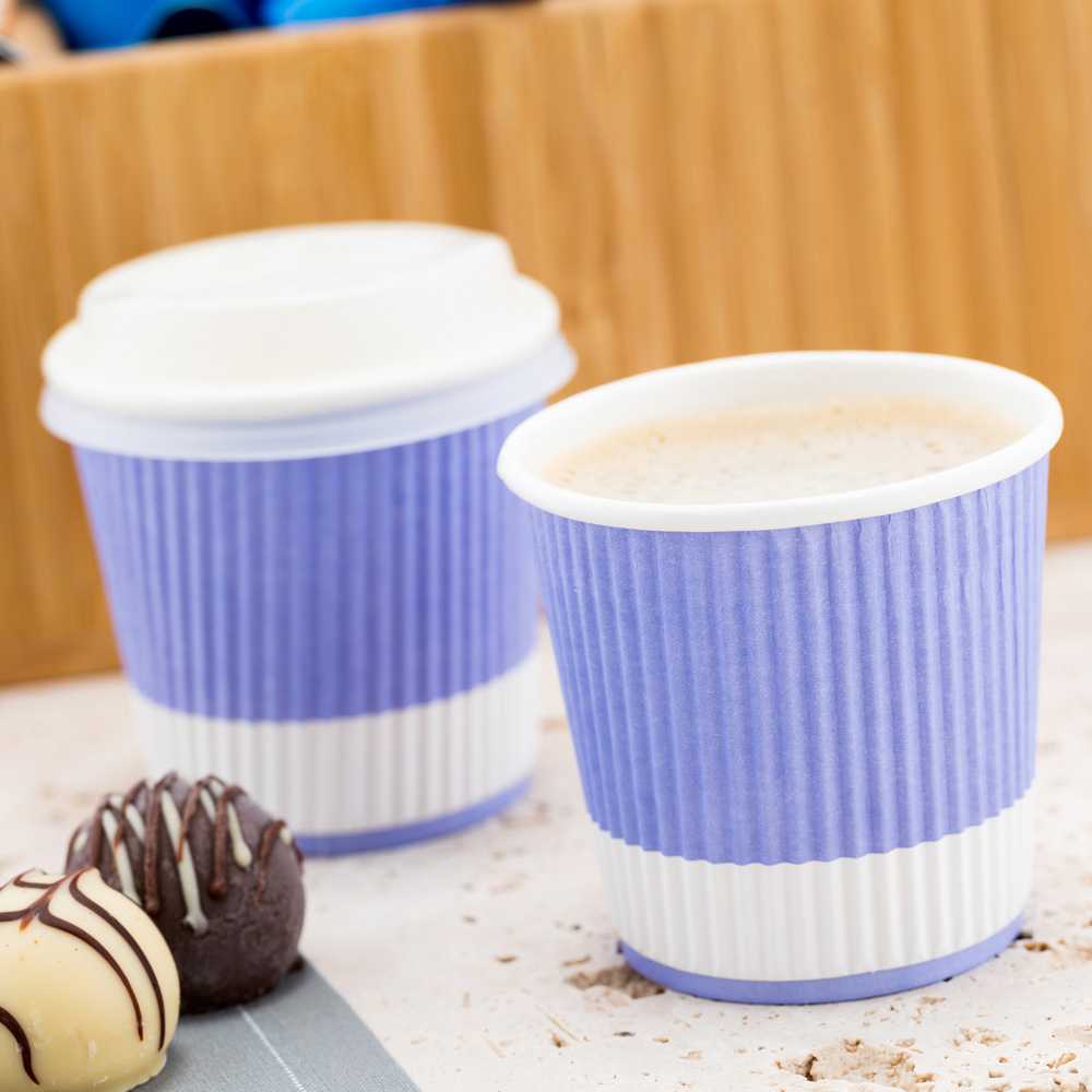 Restpresso 4 oz Light Purple Paper Coffee Cup - Ripple Wall - 2 1/2" x 2 1/2" x 2 1/4" - 25 count box