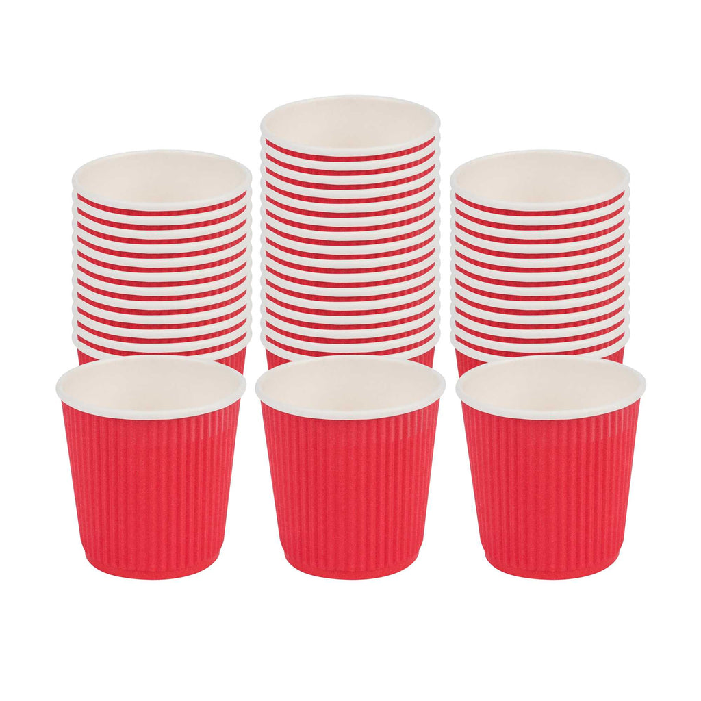 Restpresso 4 oz Red Paper Coffee Cup - Ripple Wall - 2 1/2" x 2 1/2" x 2 1/4" - 25 count box