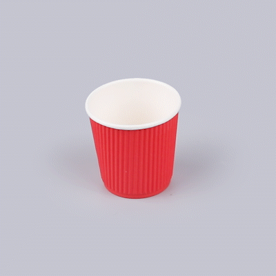 Restpresso 4 oz Red Paper Coffee Cup - Ripple Wall - 2 1/2" x 2 1/2" x 2 1/4" - 25 count box