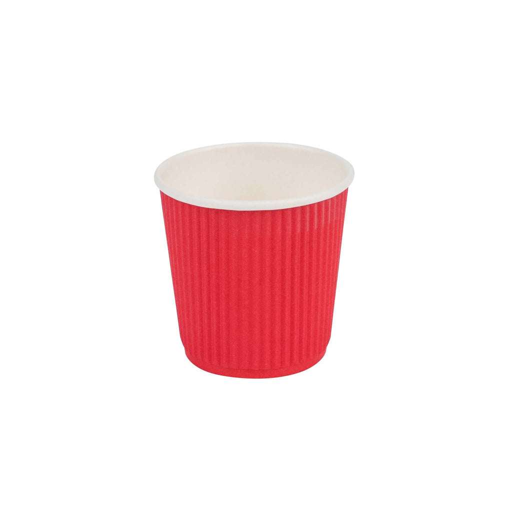 Restpresso 4 oz Red Paper Coffee Cup - Ripple Wall - 2 1/2" x 2 1/2" x 2 1/4" - 500 count box