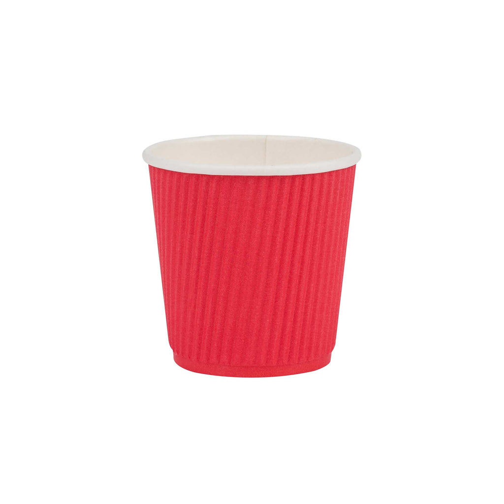 Restpresso 4 oz Red Paper Coffee Cup - Ripple Wall - 2 1/2" x 2 1/2" x 2 1/4" - 500 count box