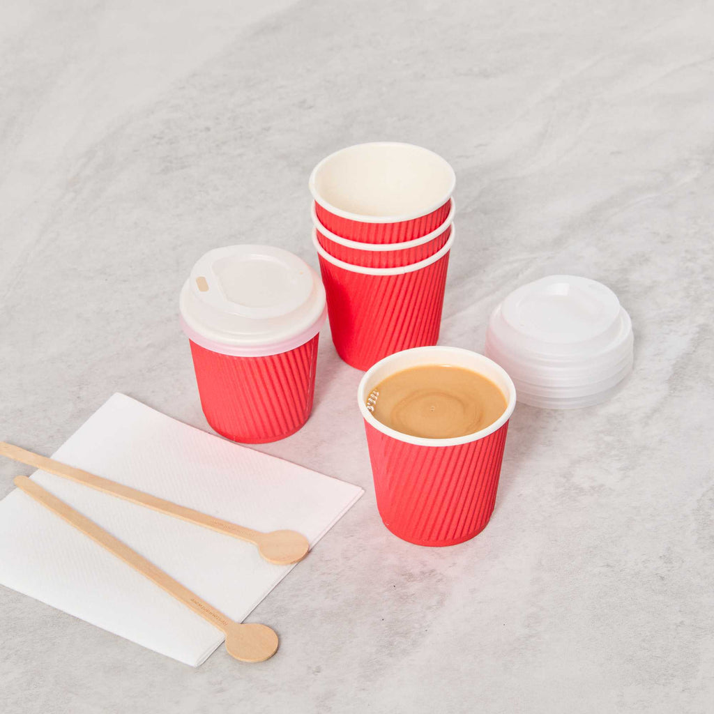 Restpresso 4 oz Red Paper Coffee Cup - Ripple Wall - 2 1/2" x 2 1/2" x 2 1/4" - 500 count box
