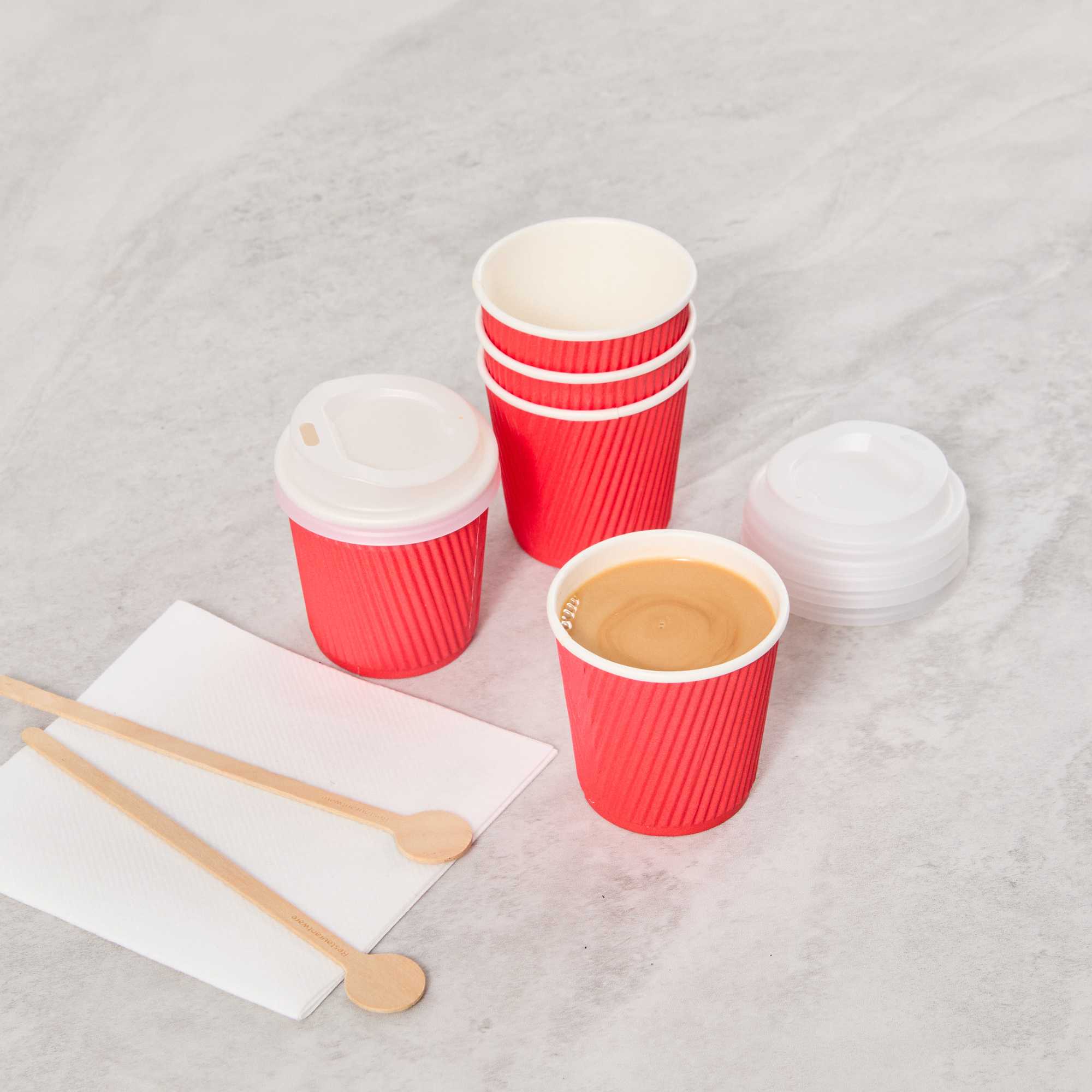 Restpresso 4 oz Red Paper Coffee Cup - Ripple Wall - 2 1/2" x 2 1/2" x 2 1/4" - 500 count box