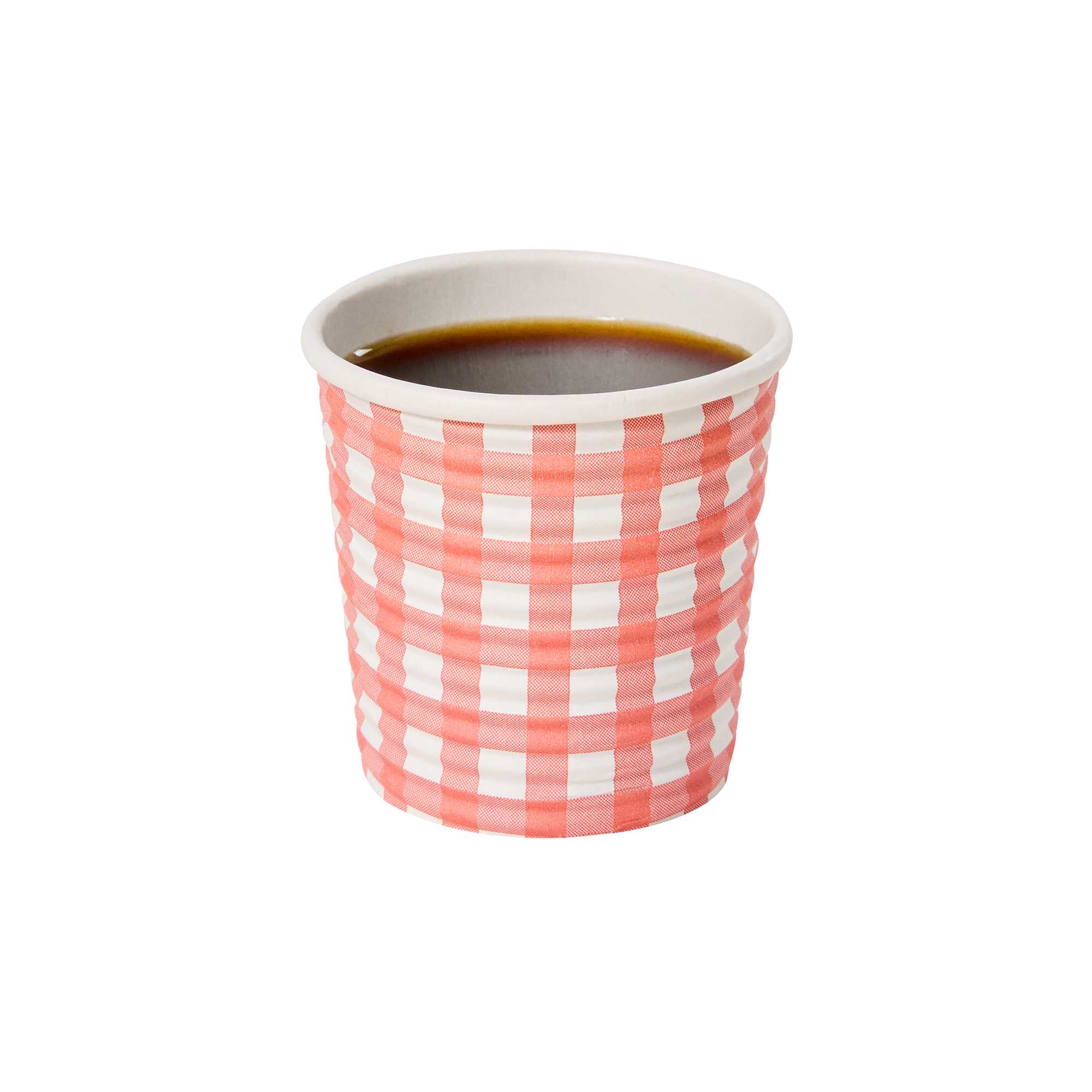 Restpresso 4 oz Picnic Print Paper Coffee Cup - Spiral Wall - 2 1/2" x 2 1/2" x 2 1/4" - 25 count box