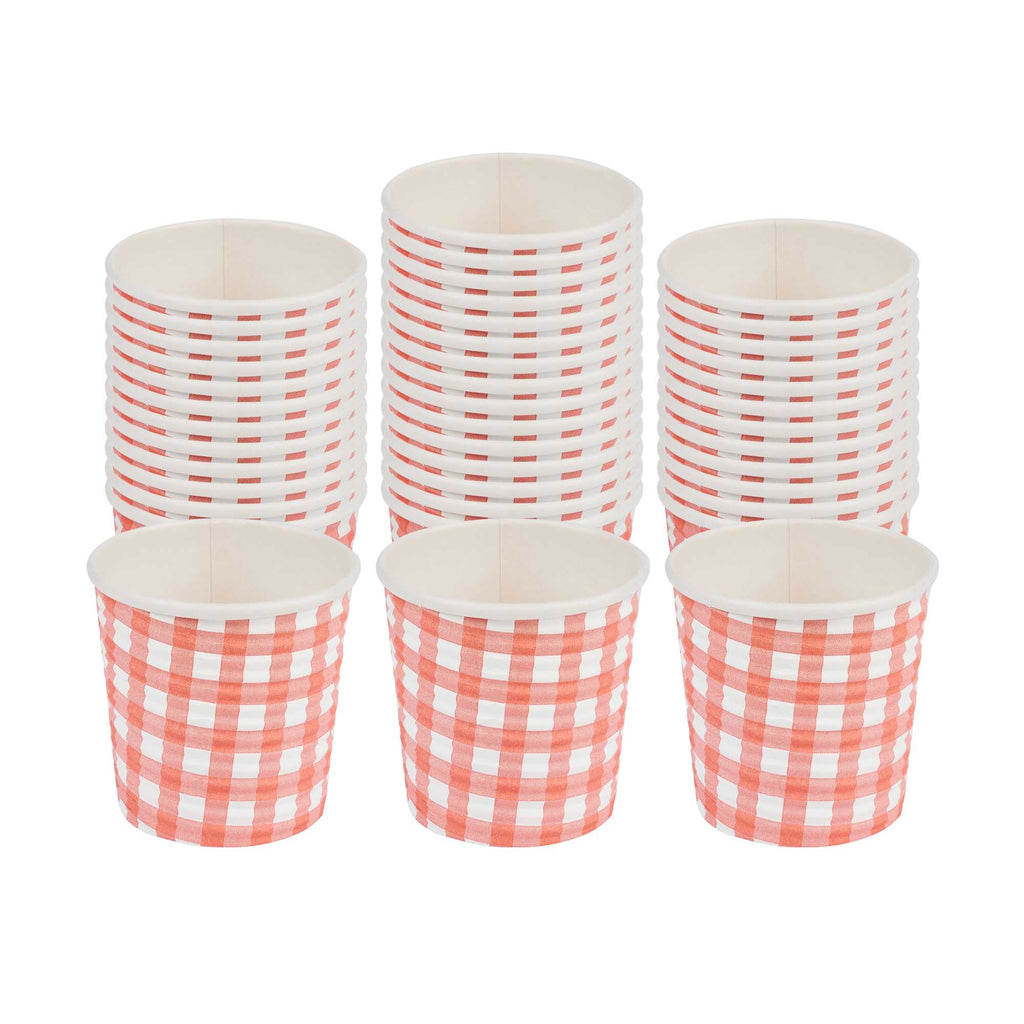 Restpresso 4 oz Picnic Print Paper Coffee Cup - Spiral Wall - 2 1/2" x 2 1/2" x 2 1/4" - 25 count box