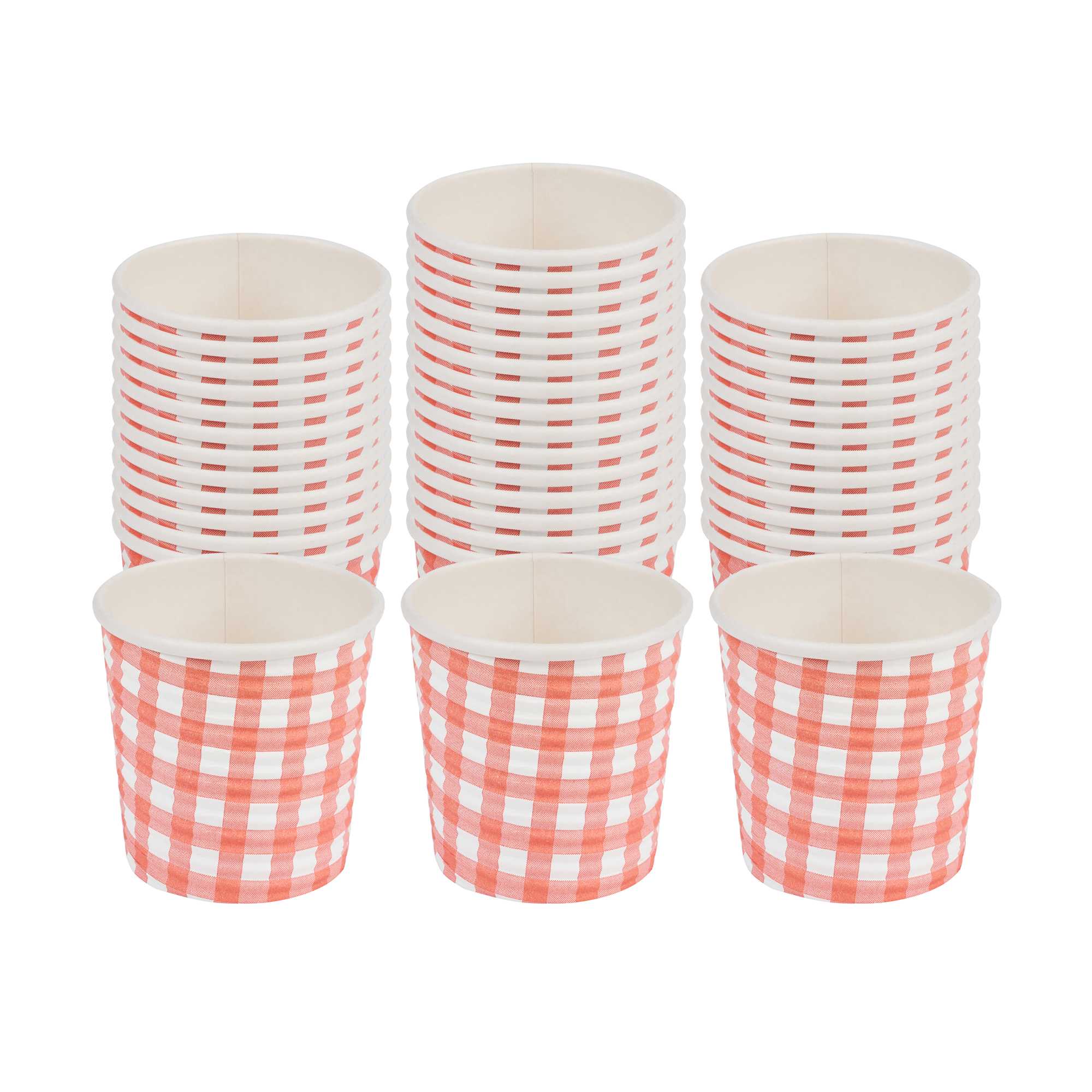 Restpresso 4 oz Picnic Print Paper Coffee Cup - Spiral Wall - 2 1/2" x 2 1/2" x 2 1/4" - 25 count box