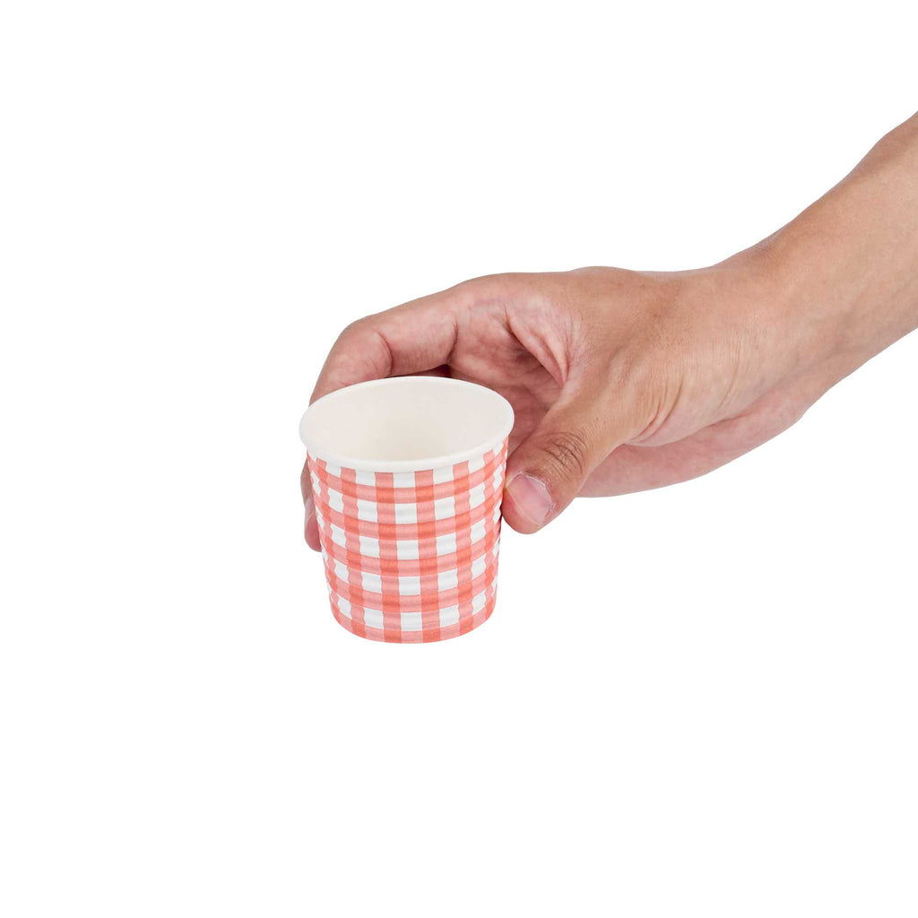 Restpresso 4 oz Picnic Print Paper Coffee Cup - Spiral Wall - 2 1/2" x 2 1/2" x 2 1/4" - 25 count box