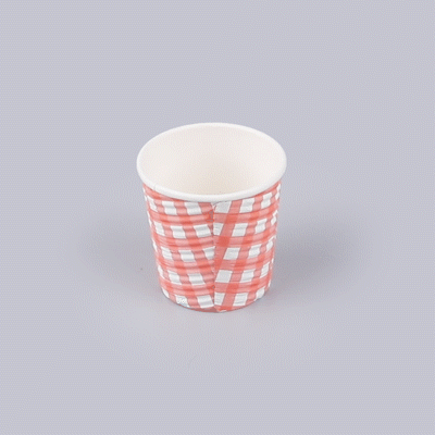 Restpresso 4 oz Picnic Print Paper Coffee Cup - Spiral Wall - 2 1/2" x 2 1/2" x 2 1/4" - 25 count box