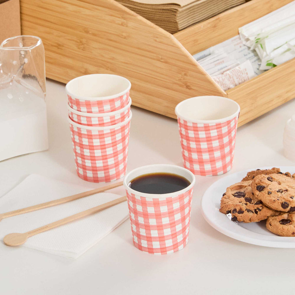 Restpresso 4 oz Picnic Print Paper Coffee Cup - Spiral Wall - 2 1/2" x 2 1/2" x 2 1/4" - 500 count box