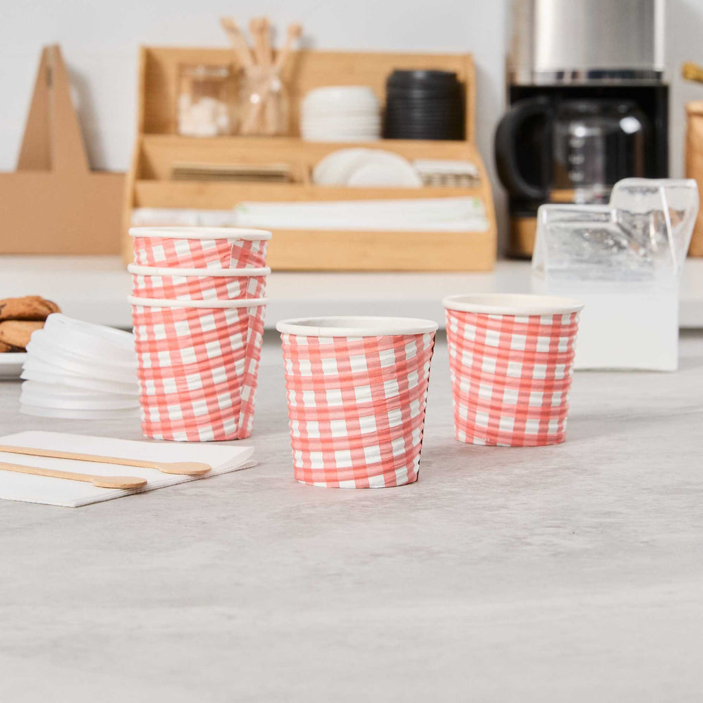 Restpresso 4 oz Picnic Print Paper Coffee Cup - Spiral Wall - 2 1/2" x 2 1/2" x 2 1/4" - 500 count box