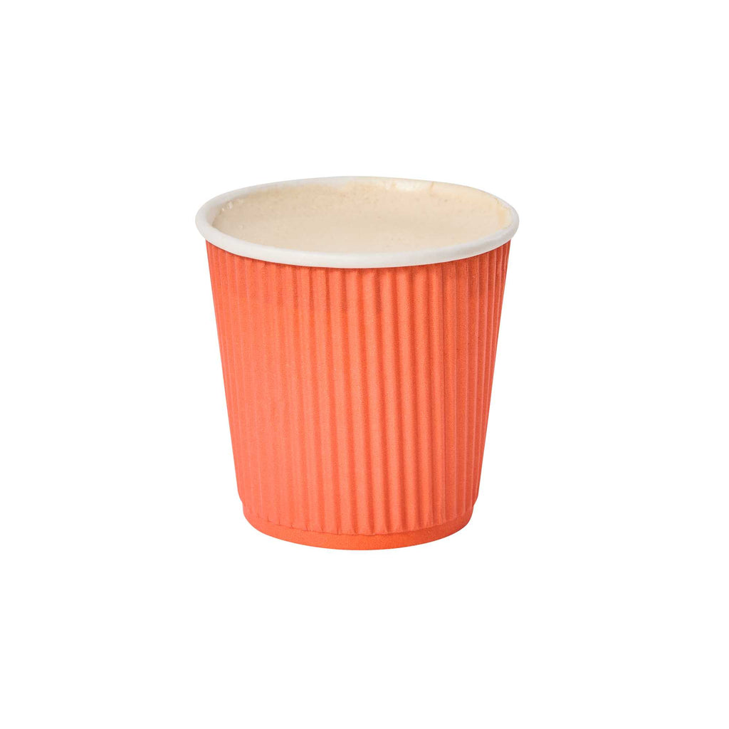 Restpresso 4 oz Tangerine Orange Paper Coffee Cup - Ripple Wall - 2 1/2" x 2 1/2" x 2 1/4" - 25 count box