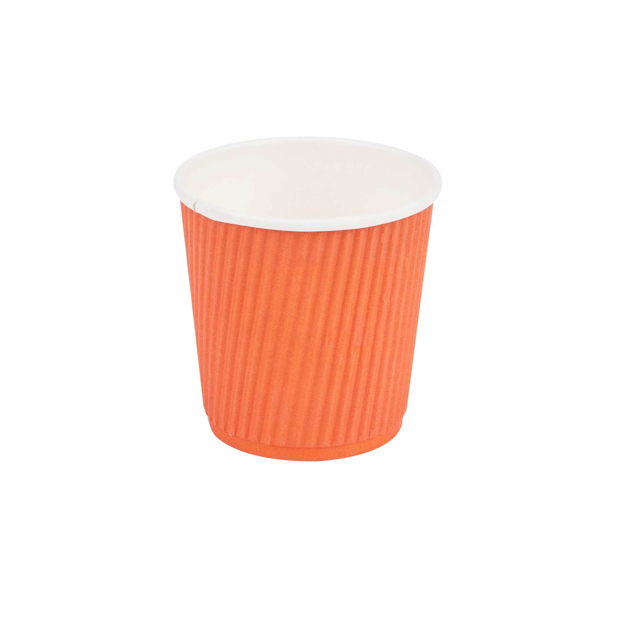 Restpresso 4 oz Tangerine Orange Paper Coffee Cup - Ripple Wall - 2 1/2" x 2 1/2" x 2 1/4" - 25 count box