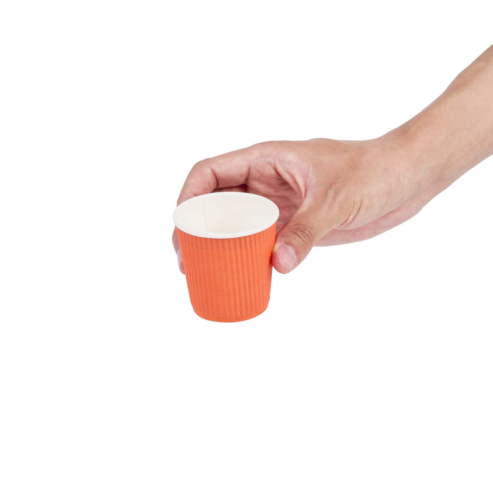 Restpresso 4 oz Tangerine Orange Paper Coffee Cup - Ripple Wall - 2 1/2" x 2 1/2" x 2 1/4" - 500 count box