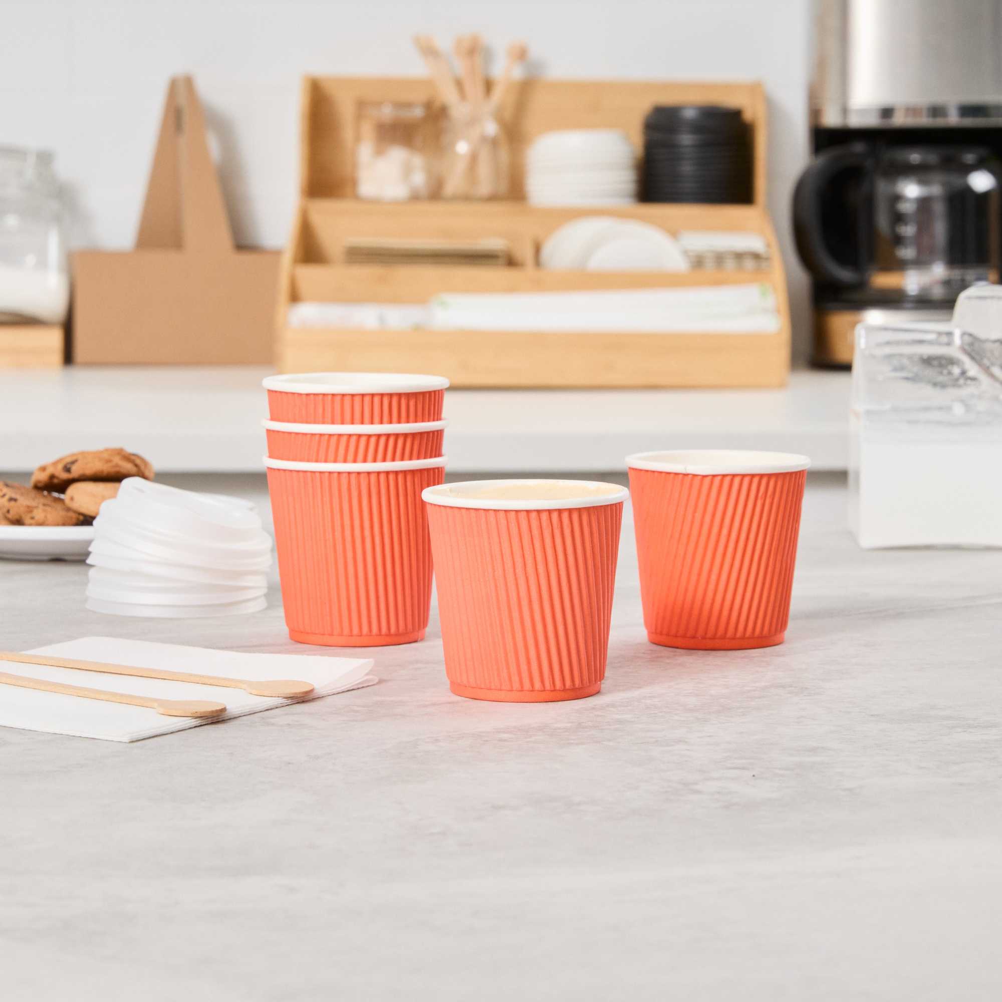 Restpresso 4 oz Tangerine Orange Paper Coffee Cup - Ripple Wall - 2 1/2" x 2 1/2" x 2 1/4" - 500 count box