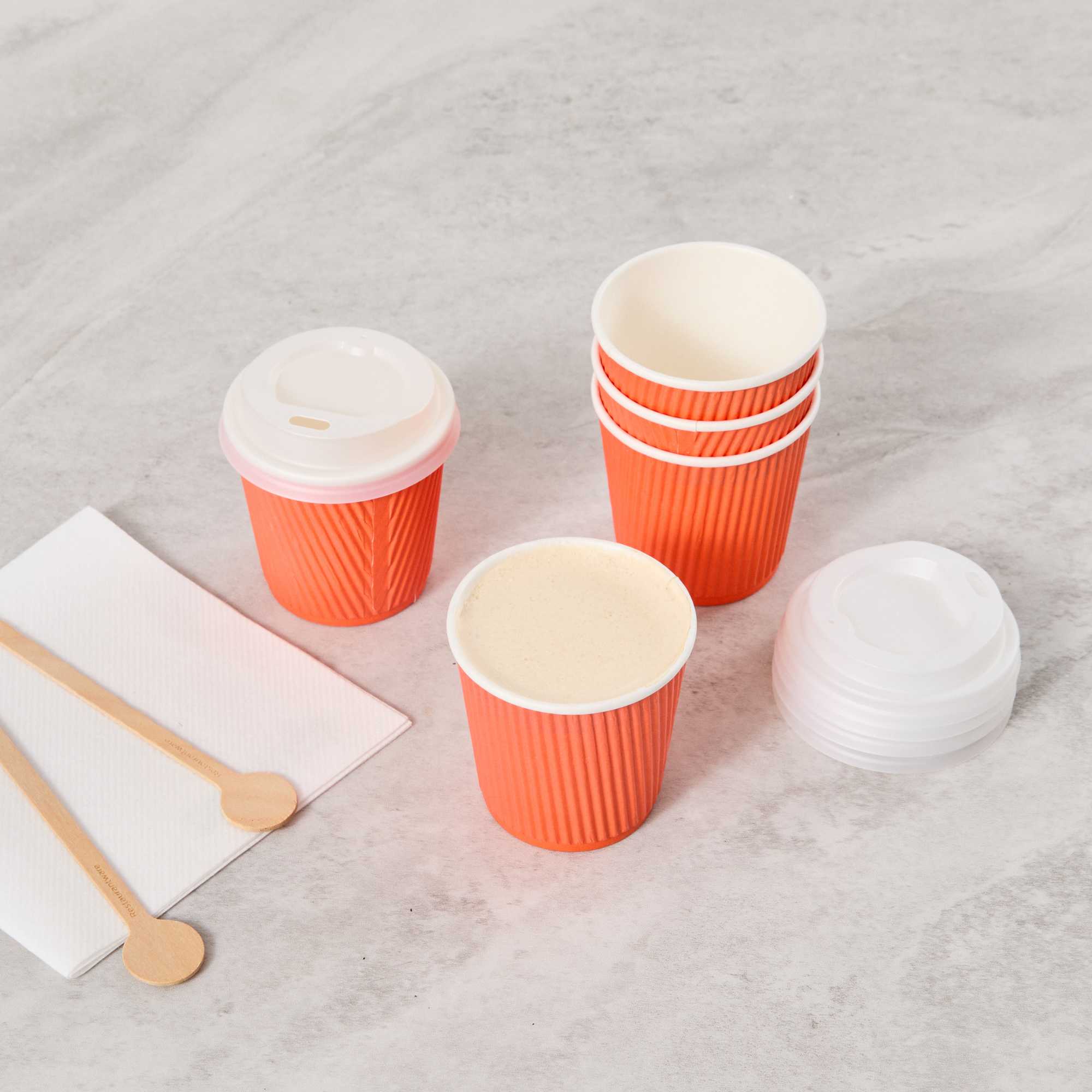 Restpresso 4 oz Tangerine Orange Paper Coffee Cup - Ripple Wall - 2 1/2" x 2 1/2" x 2 1/4" - 500 count box