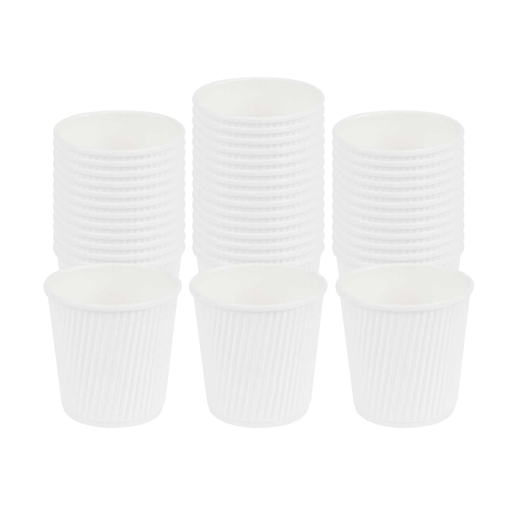 Restpresso 4 oz White Paper Coffee Cup - Ripple Wall - 2 1/2" x 2 1/2" x 2 1/4" - 500 count box