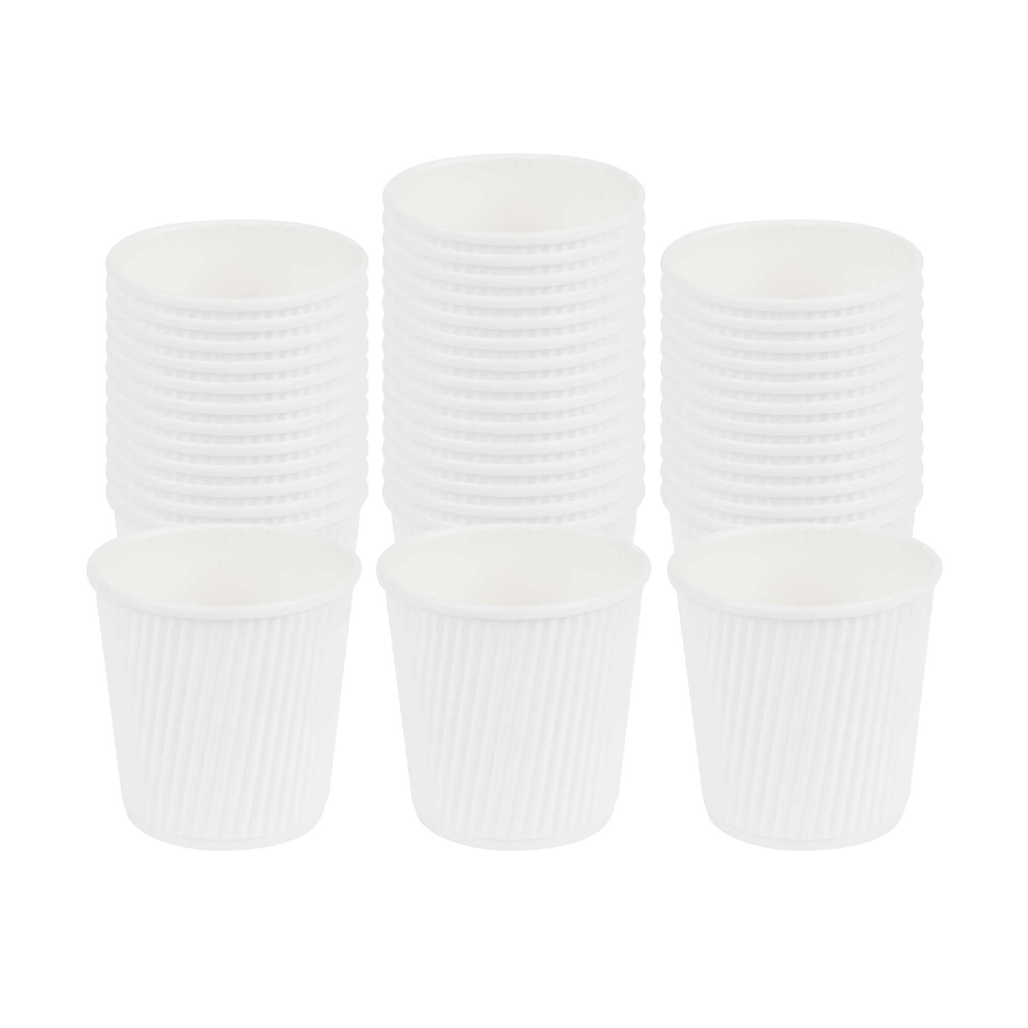 Restpresso 4 oz White Paper Coffee Cup - Ripple Wall - 2 1/2" x 2 1/2" x 2 1/4" - 500 count box