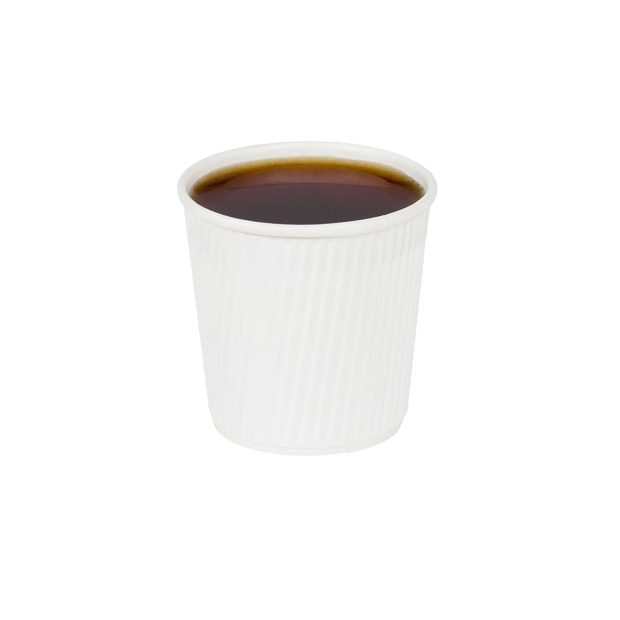 Restpresso 4 oz White Paper Coffee Cup - Ripple Wall - 2 1/2" x 2 1/2" x 2 1/4" - 25 count box