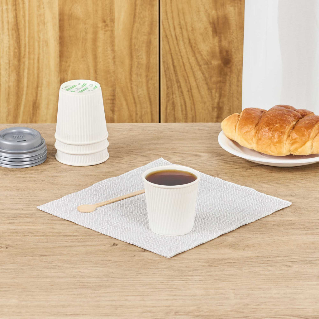 Restpresso 4 oz White Paper Coffee Cup - Ripple Wall - 2 1/2" x 2 1/2" x 2 1/4" - 25 count box
