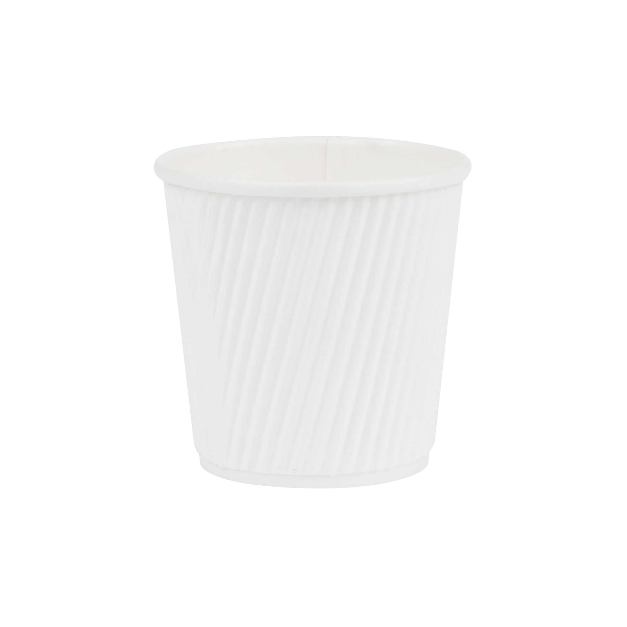 Restpresso 4 oz White Paper Coffee Cup - Ripple Wall - 2 1/2" x 2 1/2" x 2 1/4" - 500 count box
