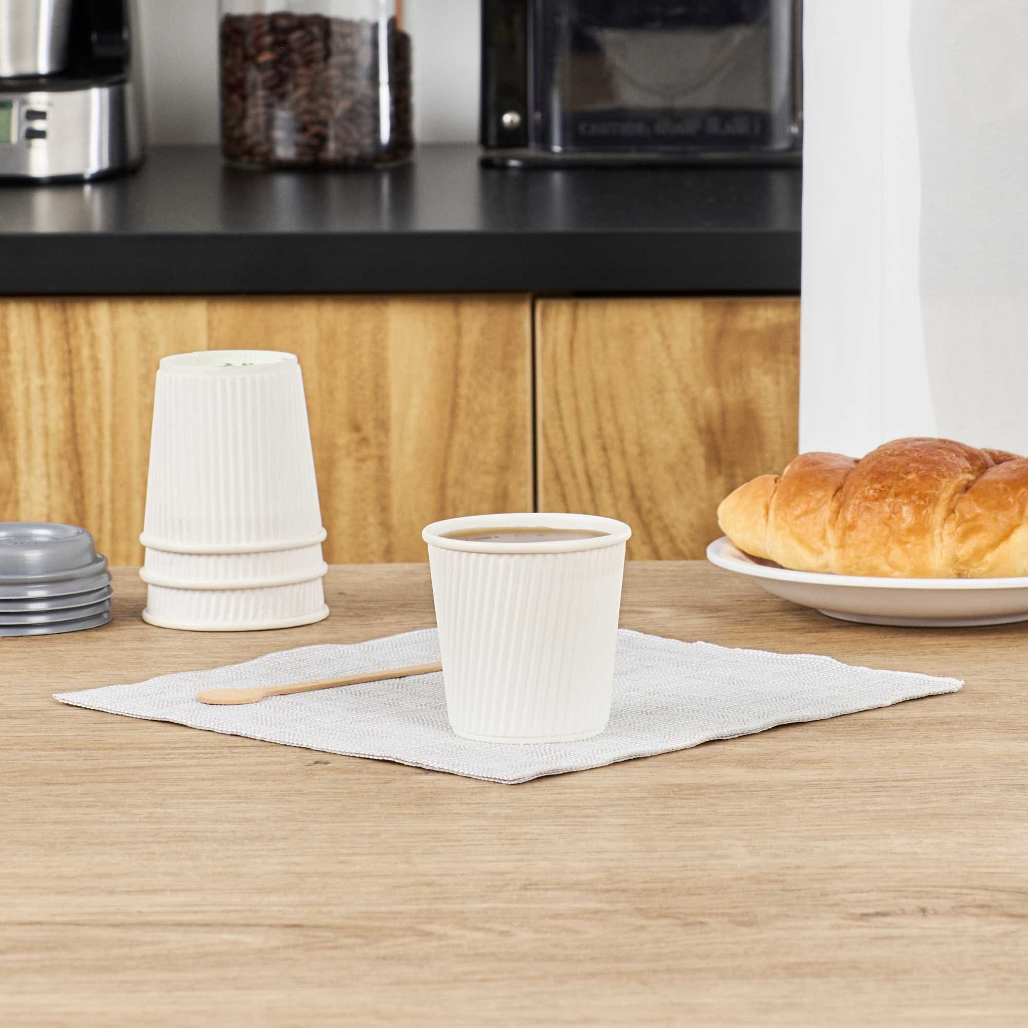 Restpresso 4 oz White Paper Coffee Cup - Ripple Wall - 2 1/2" x 2 1/2" x 2 1/4" - 500 count box